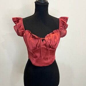 Altar'd State Corset Crop Top Size Small Ruffle Coquette Festival Renaissance